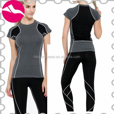 China Women Antibacterial Training and Wear Jogging, Running Short Sleeves and Gym Sets, Sports Workout Quick Dry Shirts and Shorts for sale