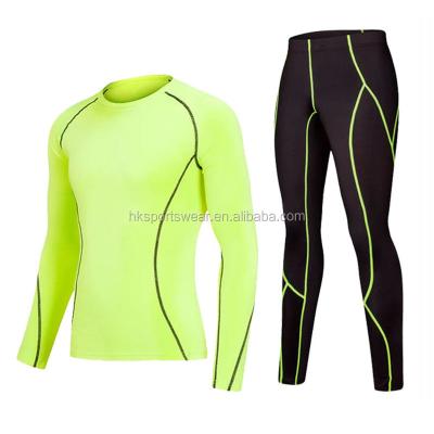 China Antibacterial Custom Printed Mens Sports Long Sleeves Spandex Lycra Rash Guard And Pants Set For Running for sale