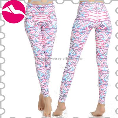 China Wholesale Running Cheap Antibacterial Women Sports Yoga Pants, Sublimation High Waist Yoga Gaiters, Spandex Printed Polyester Yoga Pants Women for sale