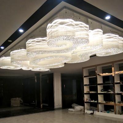 China New Design Modern Banquet Staircase Decor Custom White Glass Ceiling Light Chandelier for sale