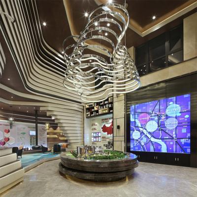 China New Design Exhibition Room Hotel Modern Lobby Stair Modern Luxury Led Chandelier Light for sale