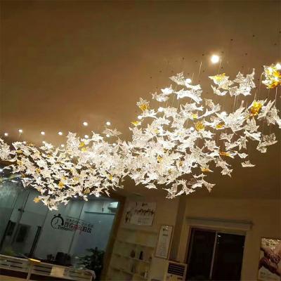 China Modern maple leaf shape light decoration luxury hotel lobby banquet Hall Gold Project Custom Large led chandelier for sale