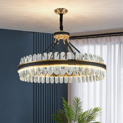 China Custom Gold Fancy Home Crystal Led Chandelier Light Luxury Modern Living Room Pendant Lamp for sale