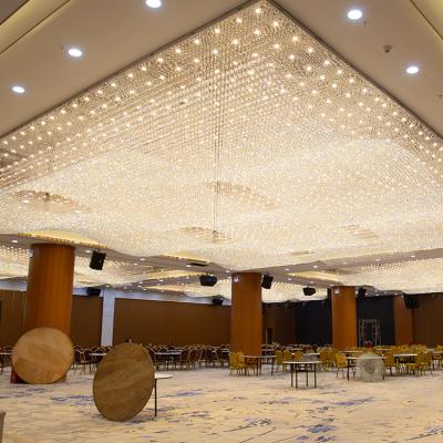 China Modern Luxury Banquet Hall Custom Project New Model Large Panel Ceiling Light Gold Chandelier for sale