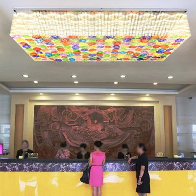 China Luxury Hotel Modern Banquet Lobby Large Colorful Custom Led Decoration Ceiling Chandelier for sale