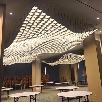 China Modern European Style Decor Large Hotel Lobby Villa Clubhouse Custom Glass Led Panel Chandelier for sale