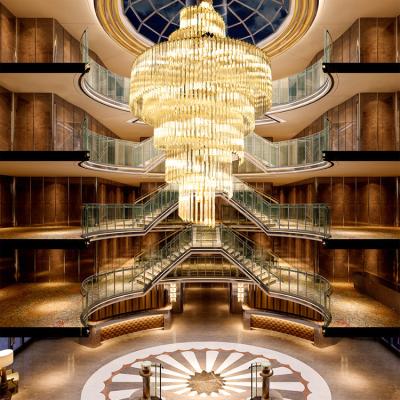 China Modern Hot Sale Products Luxury Gold Banquet Hotel Staircase Chandelier Glass Light for sale