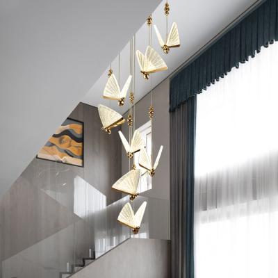 China Hot Sale Modern Office Interior Glass Stair Decoration Acrylic Modern Gold LED Chandelier Light for sale