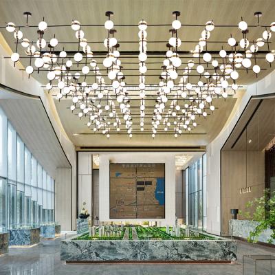 China 2021 Modern Large Hall Acrylic White Gold Round LED Hall Chandelier Light Modern Hotel Lobby Show Room for sale