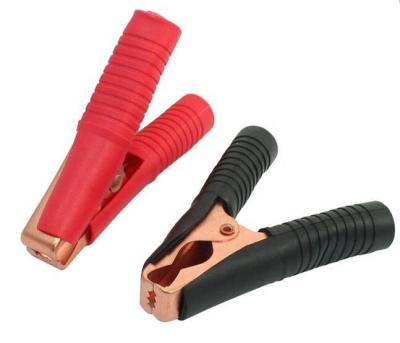 China Connect Car Battery Copper Plating Insulated Clips 100A Car Battery Clip Current Large Battery Terminal Clamp Red Black Crocodile Clip for sale