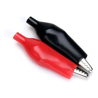 China Brass Black Red Clips , Insulated Electrical Boots Covered Test Lead Clamp 54mm for sale