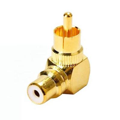 China audio & RCA Video Right Angle Male To Female Gold Plated Connector Plug 90 Degree Adapters For Soldering Pipelines Non-Soldering for sale