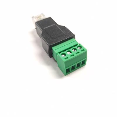 China Cable Audio Adapter, 4P4C Male to 4 Pin Screw Terminal Connector, Ethernet Screw Terminal Block Converter Adapter. ST-203-413 for sale