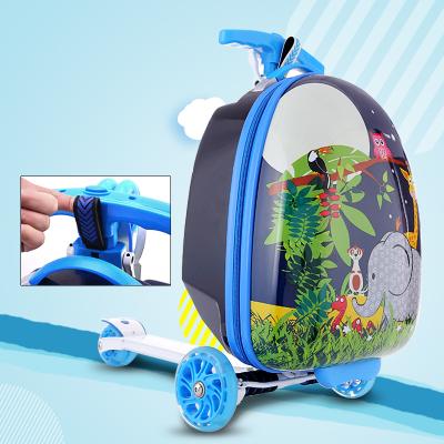 China Online/Offline/Wholesale/Retailer PC Abs Folding Wheels For Luggage 16 Inch Scooter Kids Travel Luggage Suitcase for sale