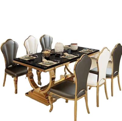 China (Other) Countertop Adjustable Nordic Marble Dining Table Set Around Modern Living Room Dining Furniture Square Marble Dining Table Gold Metal Frame for sale