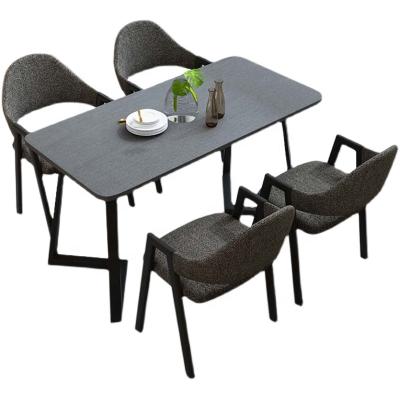 China Modern Nordic Marble Dining Table and Chair Set Stainless Steel Dining Table with Chairs Modern Rectangular Dining Table Set 6 Chairs for sale