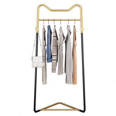 China Luxury Convertible Stainless Steel Triangle Coat Rack Entry Position Gold Bedroom Metal Furniture Coat Rack Large Capacity for sale