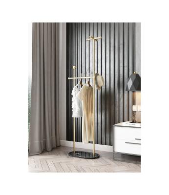 China Metal Convertible Free Standing Single Coat Rack Modern Gold Marble Chassis Coat Rack for sale