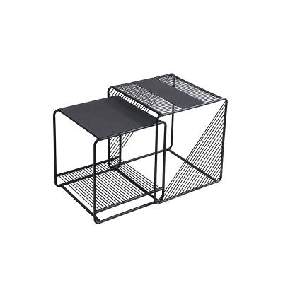 China Simple coffee table set (the other) adjustable black modern living room metal coffee tables for sale