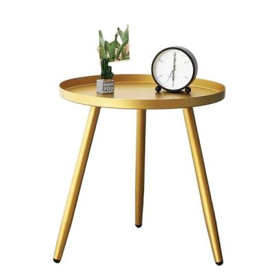 China Modern Luxury Round Side Table (Others) Gold Living Room Furniture Stainless Steel Metal Side Bed Adjustable Table Nordic Black for sale