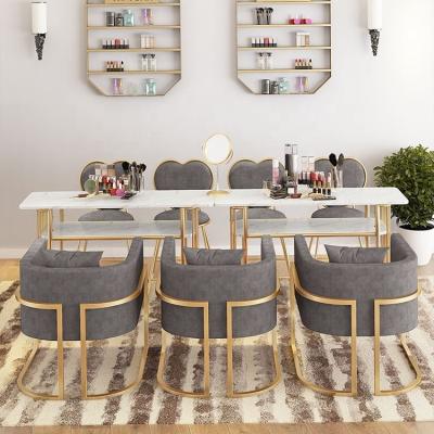 China Modern Cheap Marble Nail Tables White Nail Technician Table With Drawers Living Room Nail Table Chair Furniture Luxury Metal Frame Along for sale