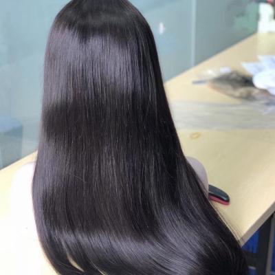 China XBL swiss straight lace hair hd virgin human hair fulldouble glueless transparent peruvian straight long lace wig lace frontal wig for sale