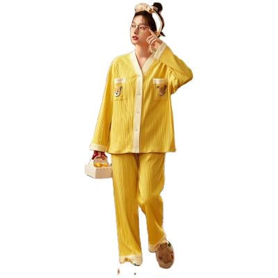 China New Arrival Women Thermal Pajamas Set Cotton Nightgowns Animal Print Sleepwear Long Sleeve Soft Pajamas Lounge Sets for sale