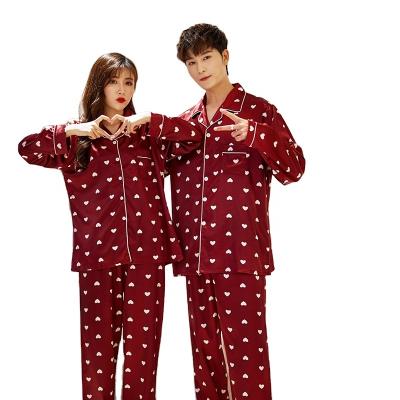 China Good quality factory direct couples QUICK DRY pure silk cute pajamas couple pajamas sets print long pajamas for sale