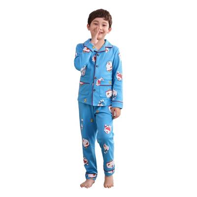 China High Quality Thermal Cotton Baby Boy Pajamas Sets Wholesale Boys Home Wear Blue Long Sleeve Boys Pajamas for sale