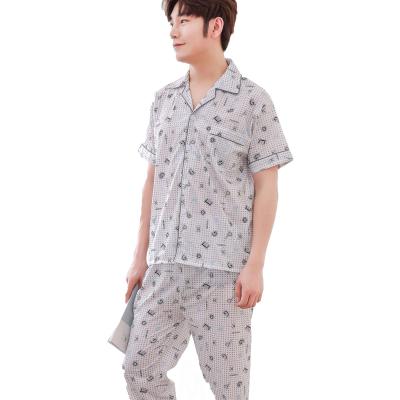 China Korean Style QUICK DRY Mens Pajamas Set Short Sleepwear Sir Papa Cotton Night Sleep Pajamas Long Sleeve Pants for sale