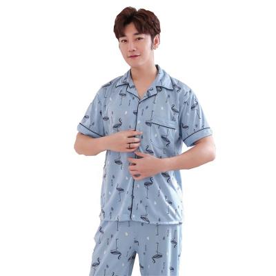 China QUICK DRY men's pajamas summer refine turn-down collar men's short-sleeved pajamas V-neck cotton pajamas cotton pants for sale