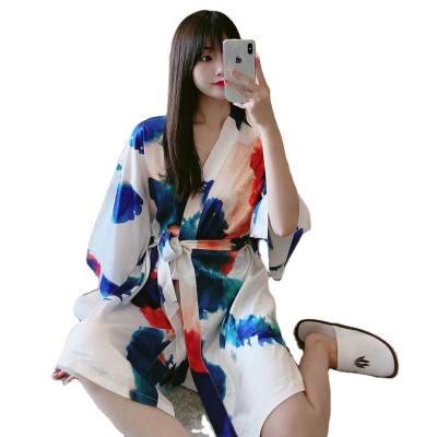 China QUICK DRY luxury silk long robe satin robe kimono cardigan nightgown wedding honeymoon bride bathrobe for sale