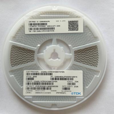 Китай TDK CGA5L1X7R1H106KT0Y0N Многослойные керамические конденсаторы MLCC - SMD/SMT 1206 50V 10uF 10% AEC-Q200 100% оригинальные и импортируемые продается