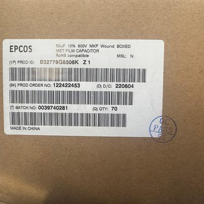 Китай B32778G8506K000 TDK / EPCOS Фильмовые конденсаторы 50uF 10% 800вольт MKP DCLink 100% оригинальные и импортируемые продается