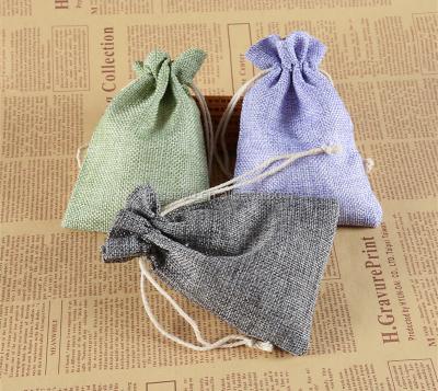 China Personalized Gift Handled Jute Drawstring Sack Colorful Burlap Material Sack for sale