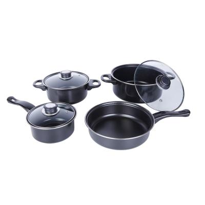 China Sustainable High Quality Carbon Steel Cookware Sets Cooking Pot With Soup Pot Set Kitchen Frying Pans for sale