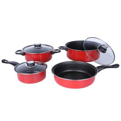 China Viable Wholesale Cookware Sets Kitchen Cooking Pan Carbon Steel Wok Pan Stick Cookware Non Sets Frying Pans for sale