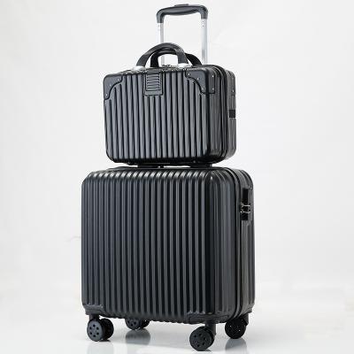 China ABS Hand Moving Bag Trolley Luggage Trolley Suitcases 14+18 Inch 2 Pcs Sets for sale