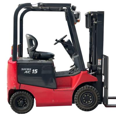 China Building Material Shops Electric Forklift 1.5 Ton 3 Stages Mast Forklift for sale