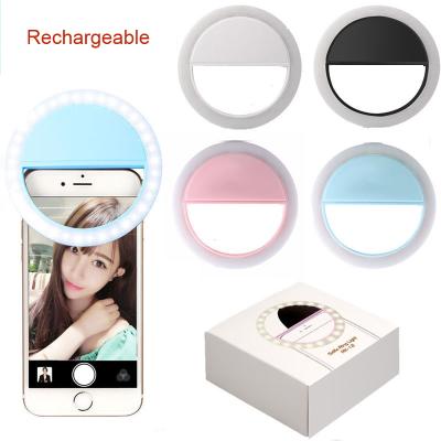 China Hot Portable Selfie Ring Light Phone Battery Powered Selfie Sufficiency Rechargeable Mobile Light For iPhone Android Smart Phone for sale