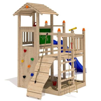 China Safety Wooden Climbing Frame Wooden Swing Set For Outdoor Playground for sale