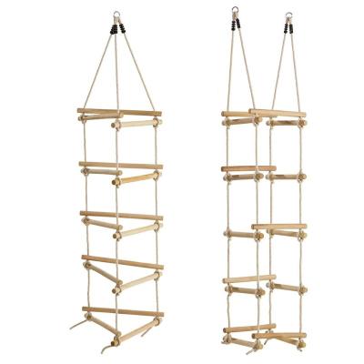 China Outdoor Play Wooden Rope Ladder Swing Set Accessory For Kids Backyard Wooden Swing Set for sale