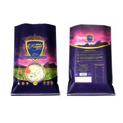 China Design size 20kg 30kg 50lb ANTISTATIC bopp laminated rice bag polypropylene fabric rice packaging bag for sale