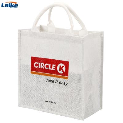 China Eco-Friendly Fashion Colorful Summer Printed Promotional Cotton Jute Beach Tote Shopping Bag for sale