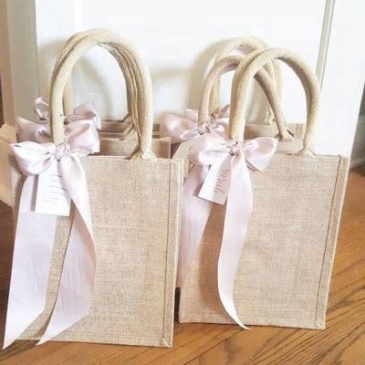 China High Quality Waterproof Promotional Jute Handled Hessian Sack Burlap Tote Bag From Zhejiang for sale