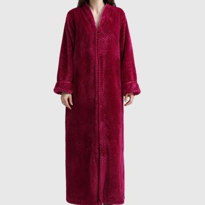 China New autumn and winter thermal zipper bathrobe plus nightgown men and women flannel pajamas for sale