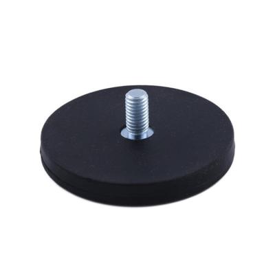 China Super High Magnet Round Magnetic Base Rubber Coated Ndfeb Magnet With Screw Threaded for sale