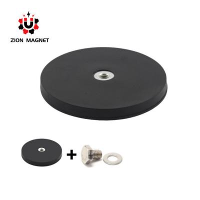 China Pot Shape Ndfeb Rubber Coated Magnet withThread for Industrial Magnet Applications for sale