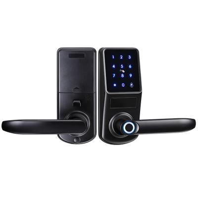 China Aluminum alloy panel OEM manufacturer patent design fingerprint smart door lock with tuya APP for sale