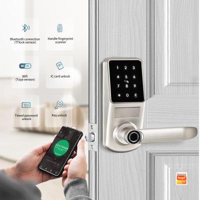 Cina Home/Apartment/Airbnb/Office/Hotel High Security Smart Latch Lock For Apartment Office Hotel Fingerprint Handle Door Lock Biometric Doorbell in vendita